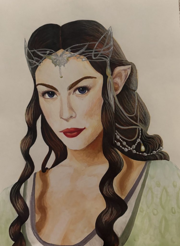 Arwen, Elf, Lord of the Rings, Elsa Huet, drawing