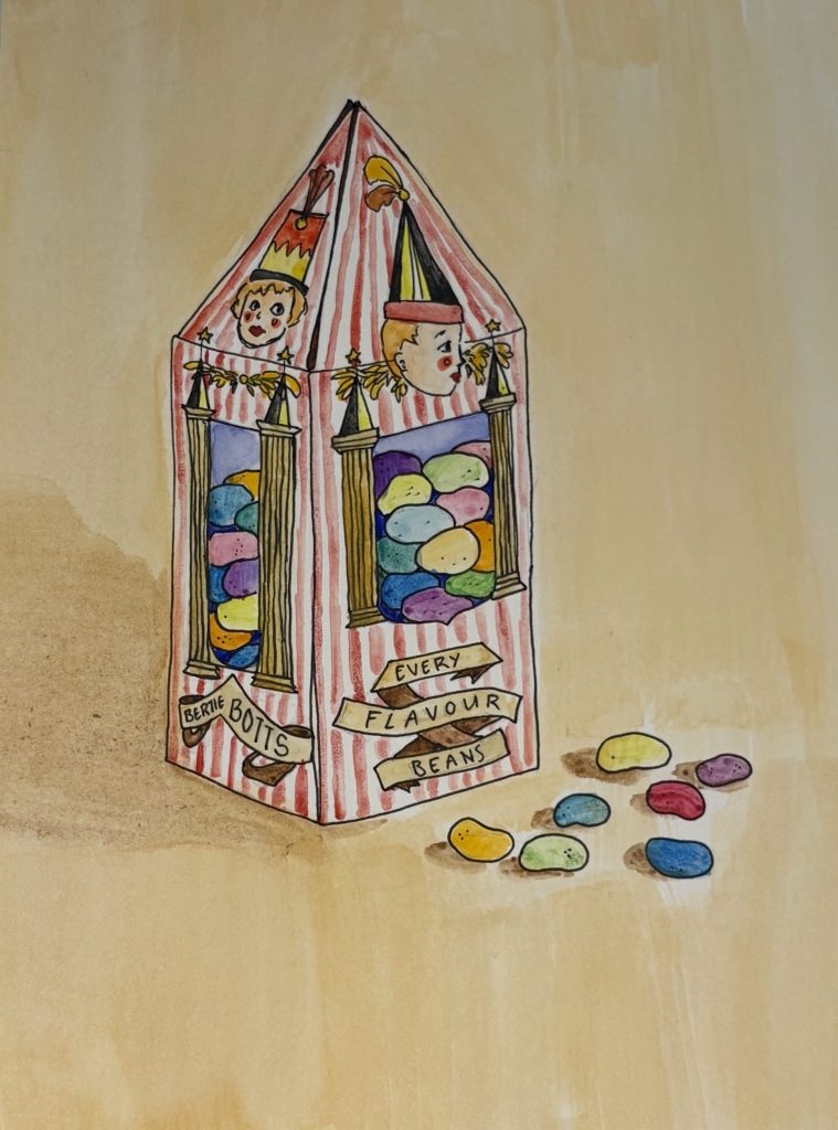 Bertie Bott's Jelly Beans, Harry Potter, watercolor, candy, elsa huet