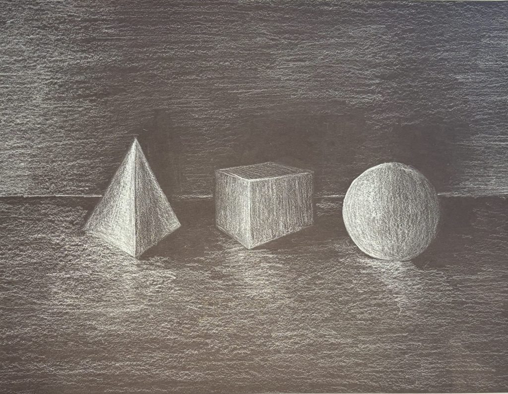 Perspective drawing on black background, elsa huet