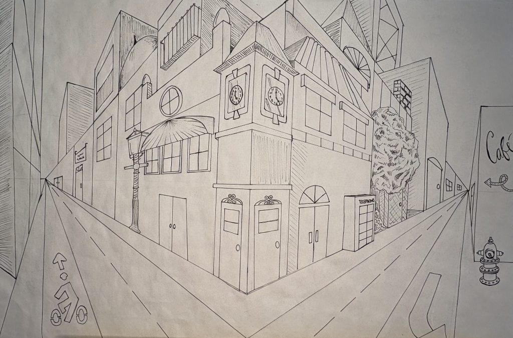 Perspective study of city block