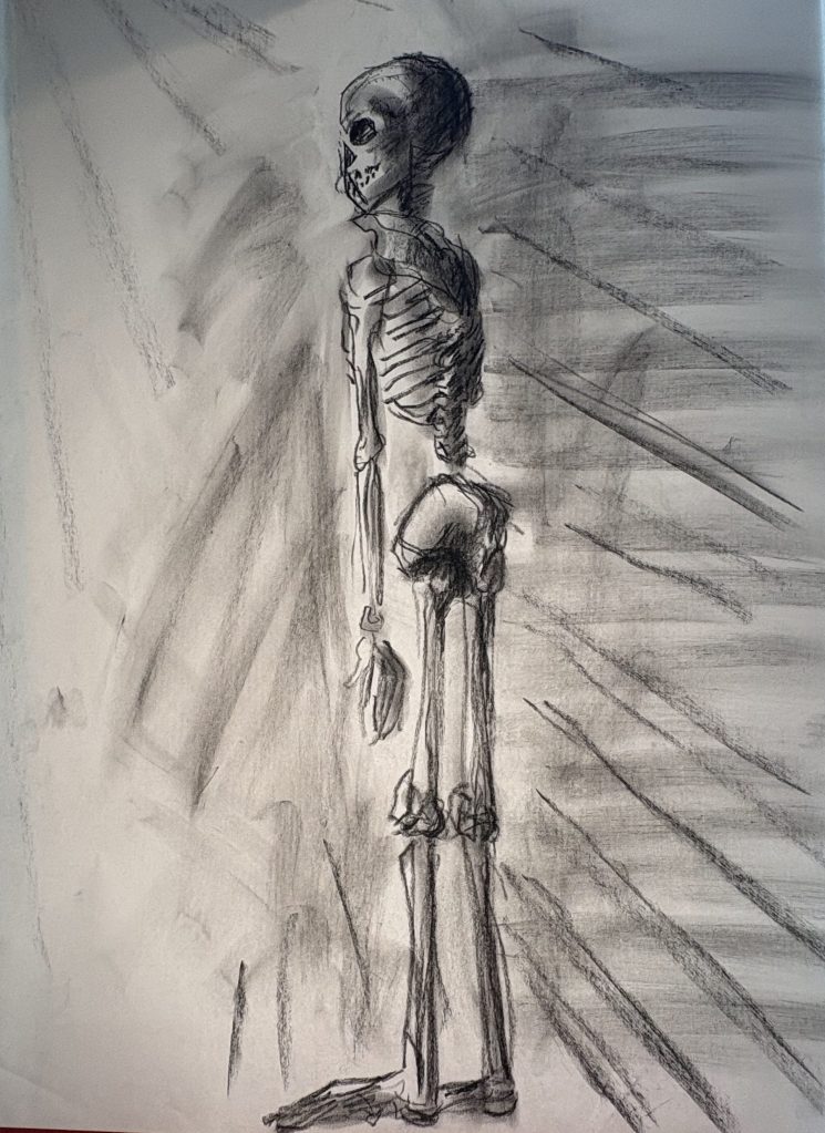 charcoal skeleton, elsa huet