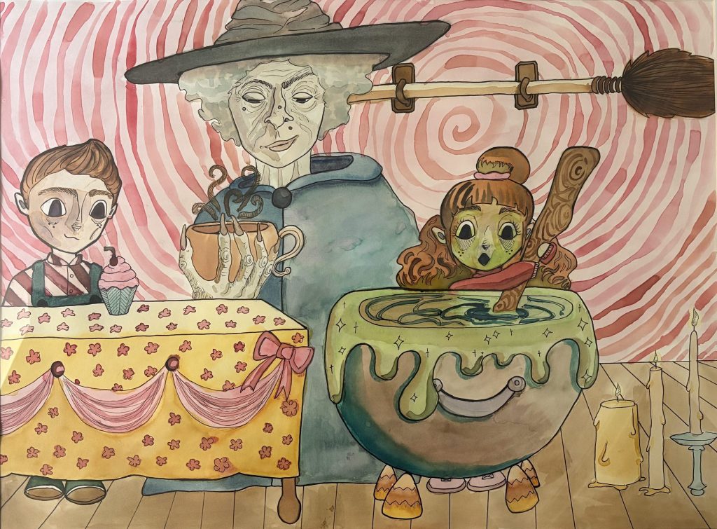 Hansel and Gretel, watercolor, elsa huet